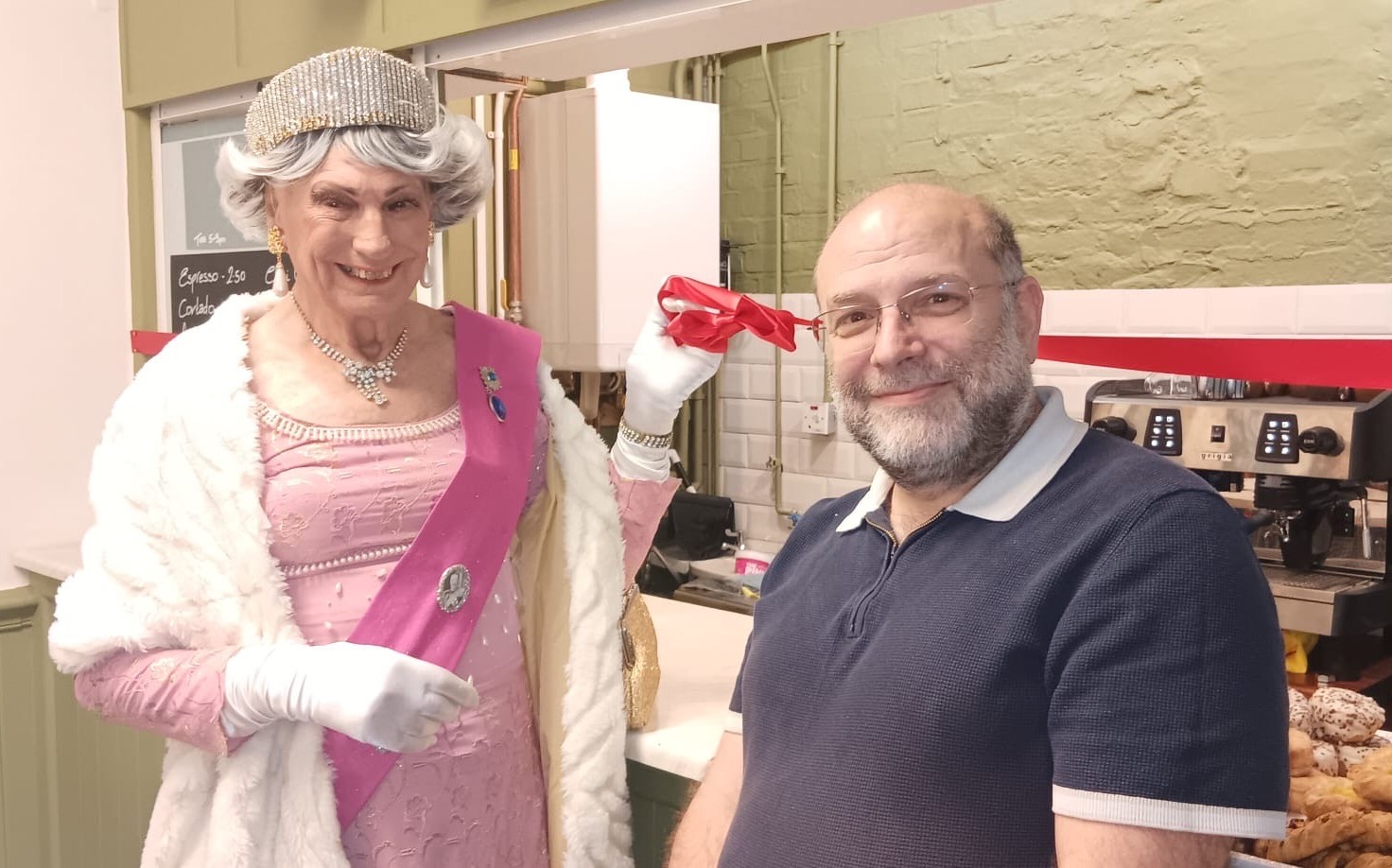 Vryan Timberlake and Lee Farman officially open the new Tina Lake's Coffee and Cakes